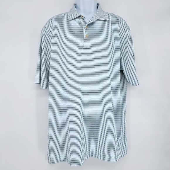 Peter Millar Summer Comfort Striped‎ Polo Golf Shirt Woodland Size XL - Picture 7 of 7